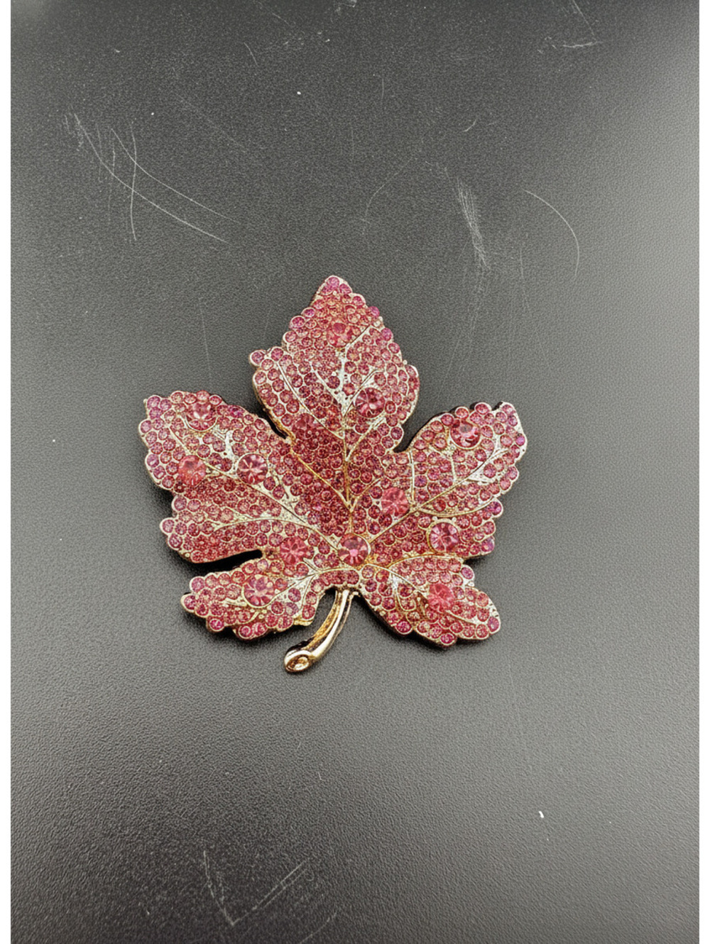 Autumnal Crystal Maple Leaf Brooch Pin